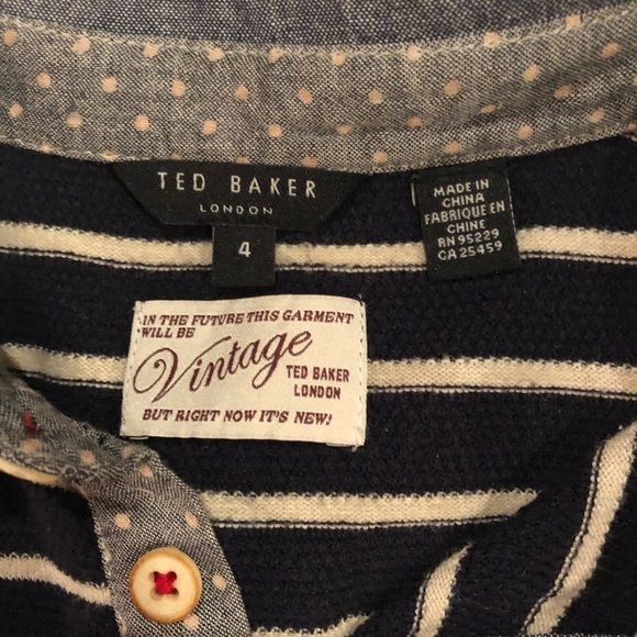 Ted Baker Mens Lightweight Navy/Cream Sweater Sz Large (4) - Picture 3 of 7